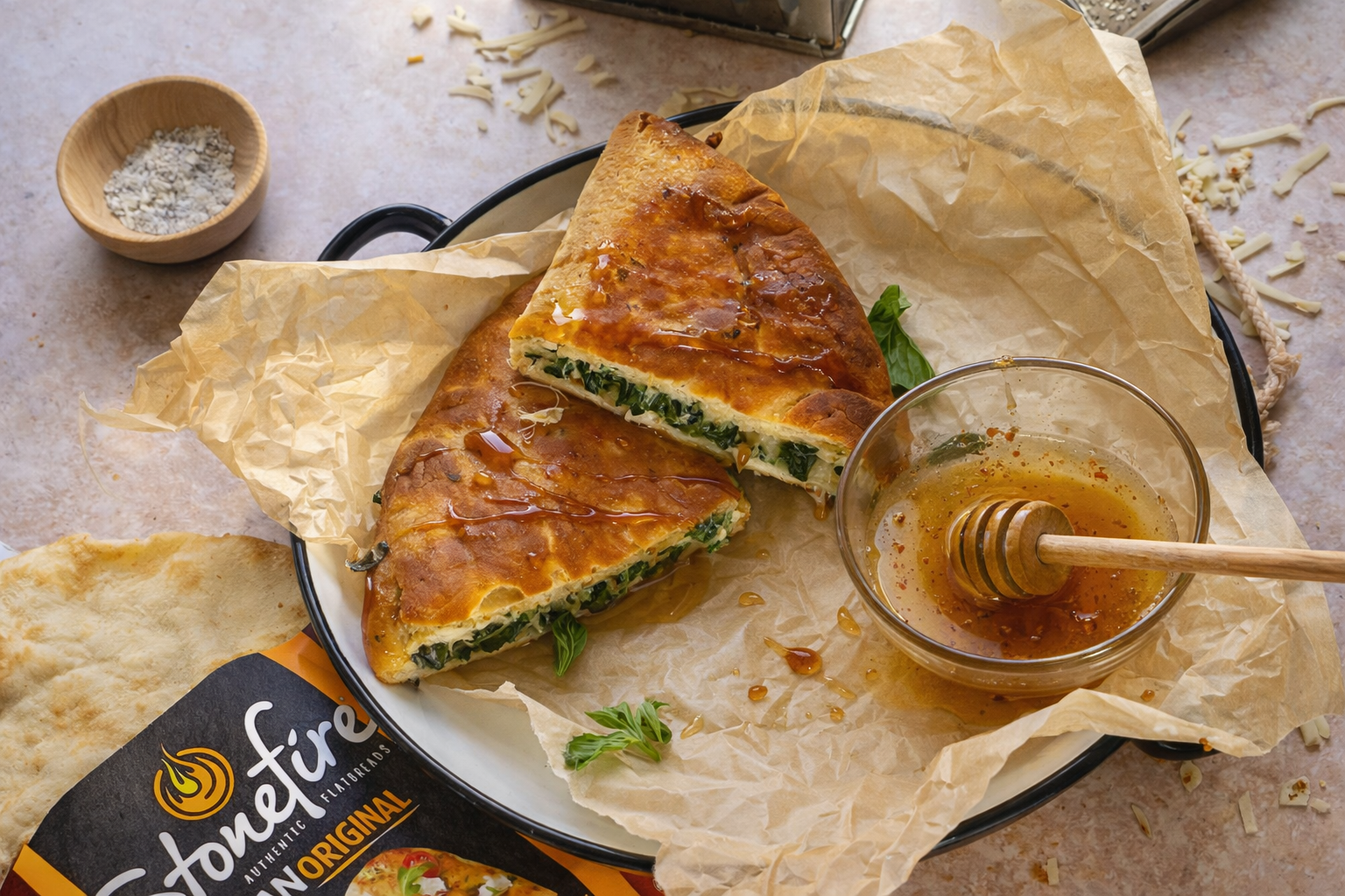 Spinach Artichoke Naan Grilled Cheese – Stonefire®