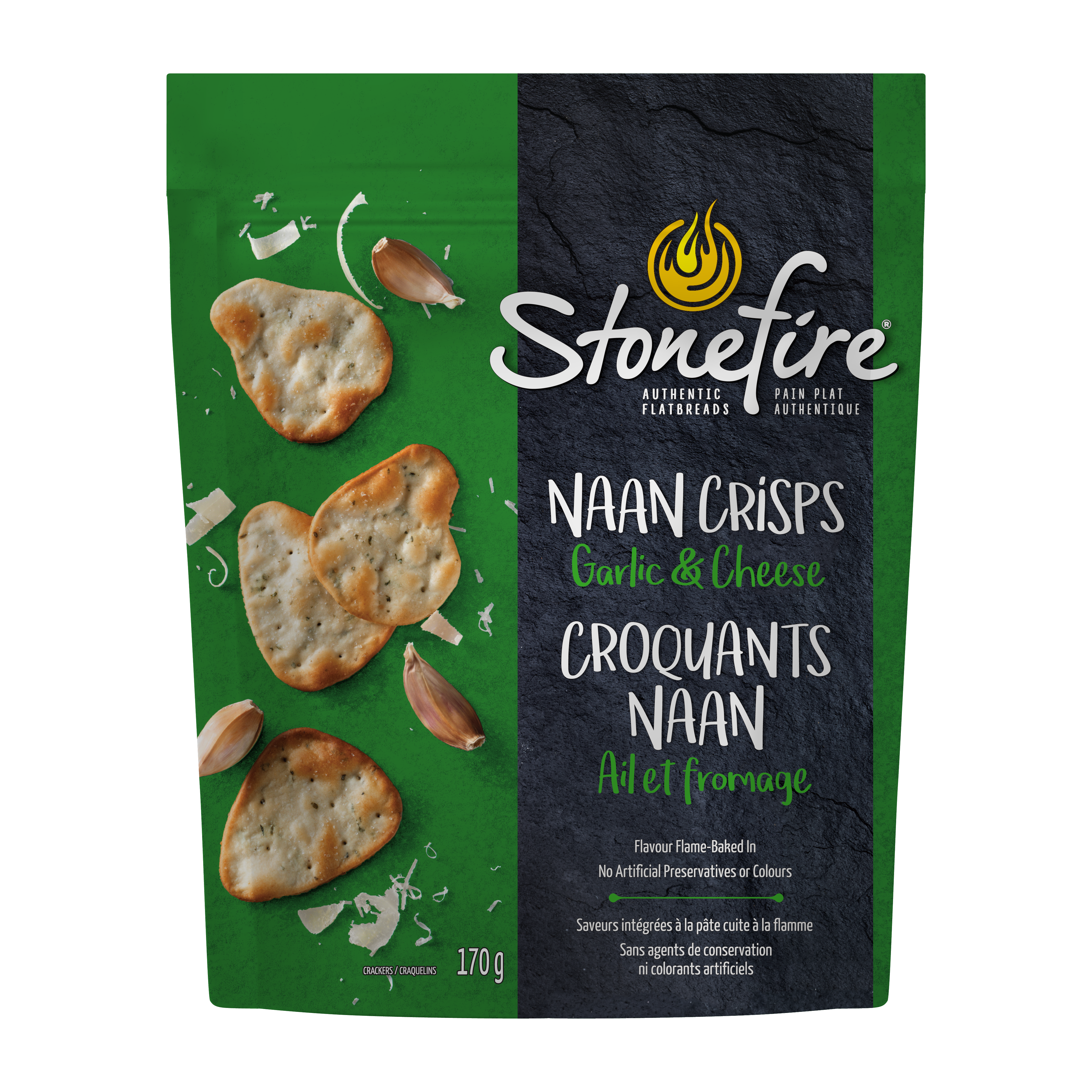 Garlic & Cheese Naan Crisps – Stonefire Authentic Flatbreads