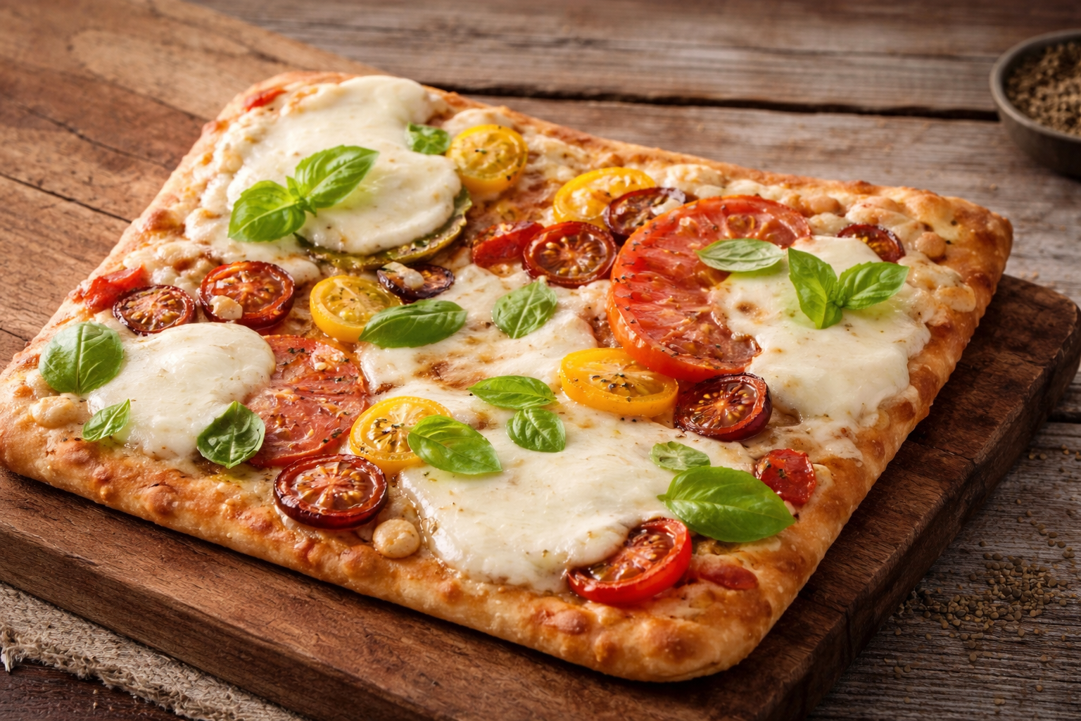 Summer Tomato and Mozzarella Pizza