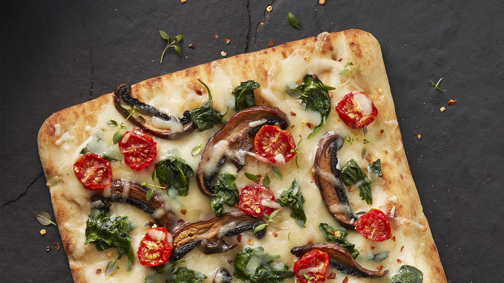 Spinach and Mushroom Alfredo Pizza
