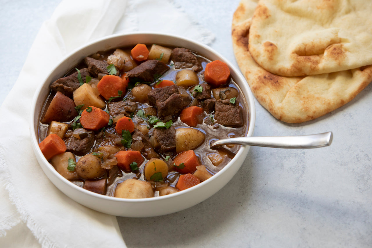 Slow Cooker Beef Stew with Stonefire® Naan