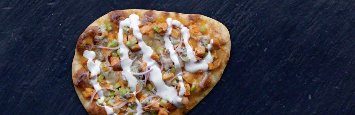 Buffalo Chicken Naan Pizza