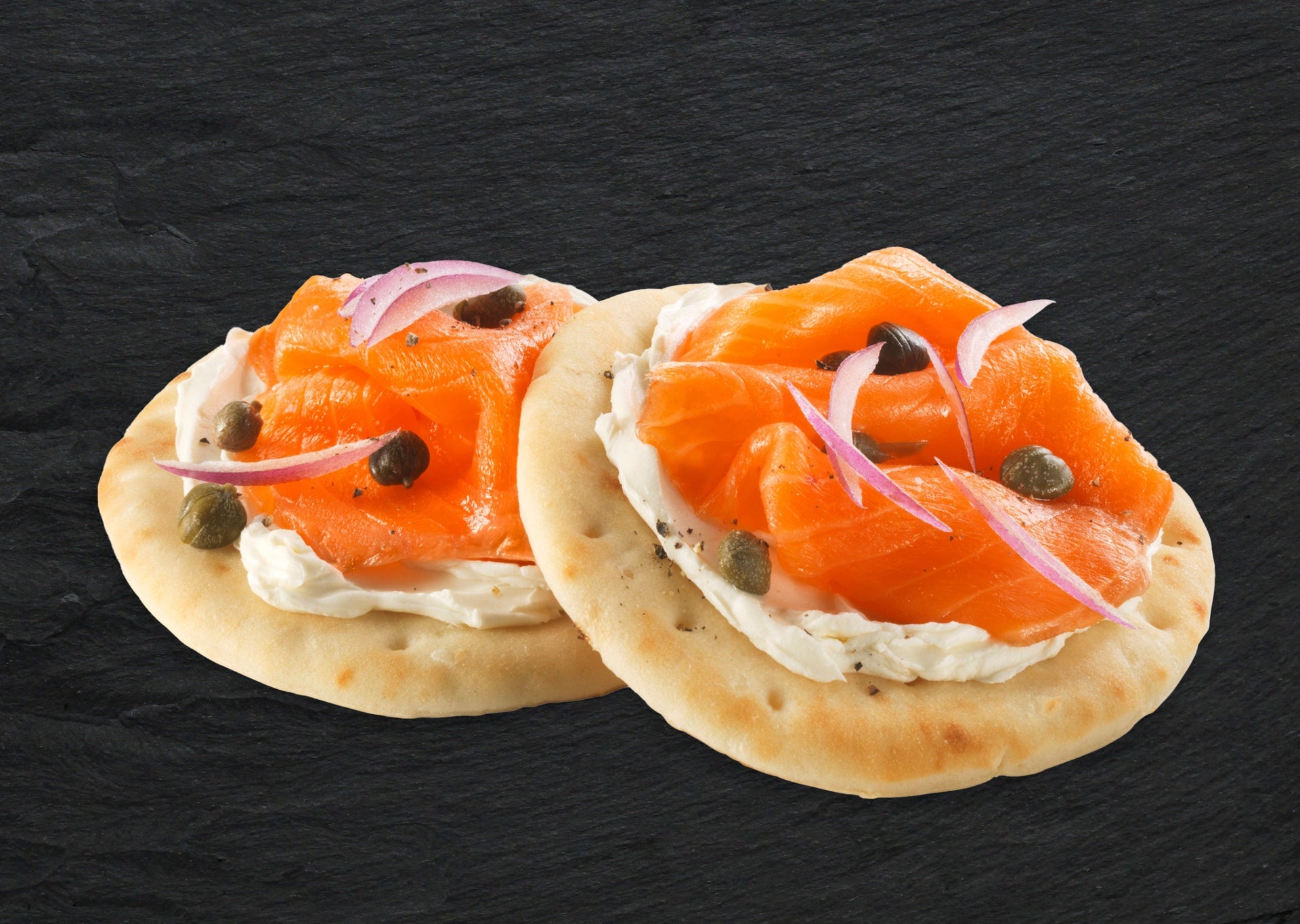 Salmon Cream Cheese Onion Naan Rounds
