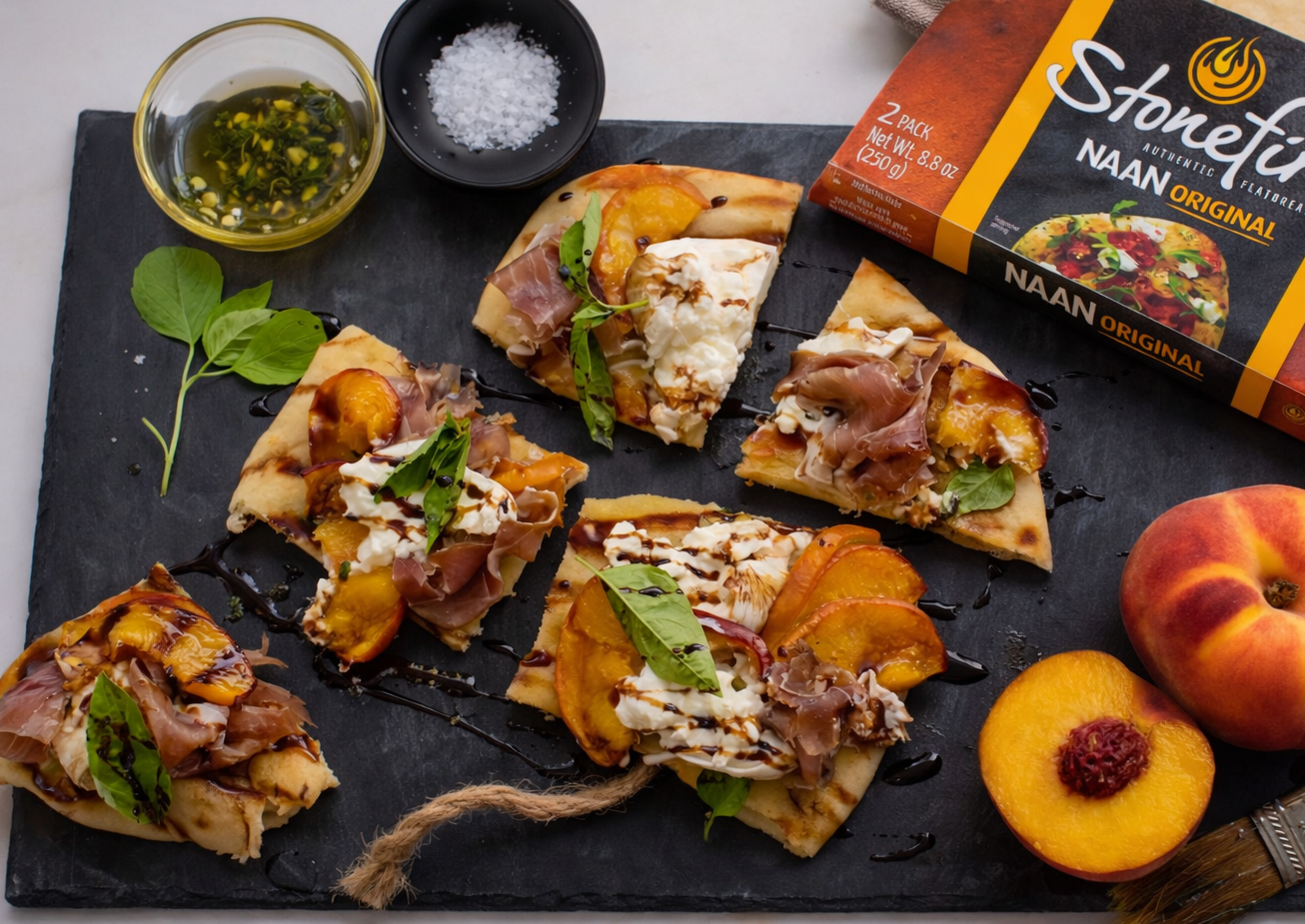 Peach Prosciutto Burrata Naan