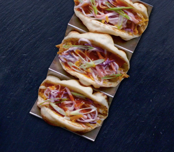 Mini Naan Chicken and Slaw Tacos