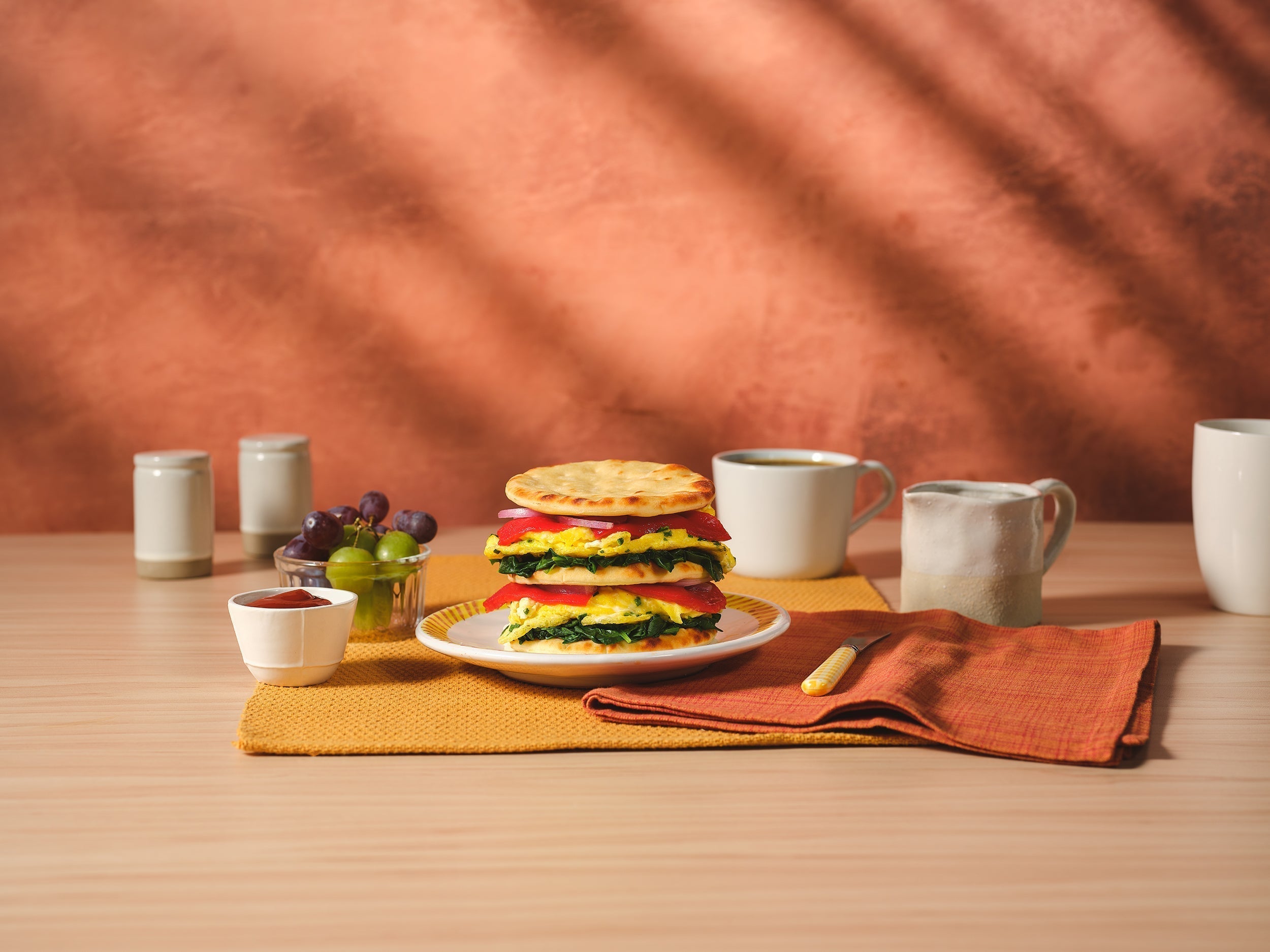 Veggie-Packed Naan Stack Breakfast Sandwich