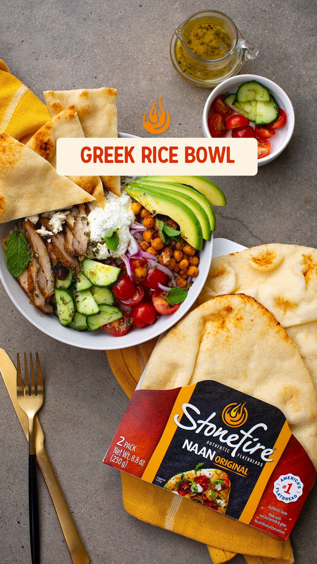 Greek Rice Bowl with Naan