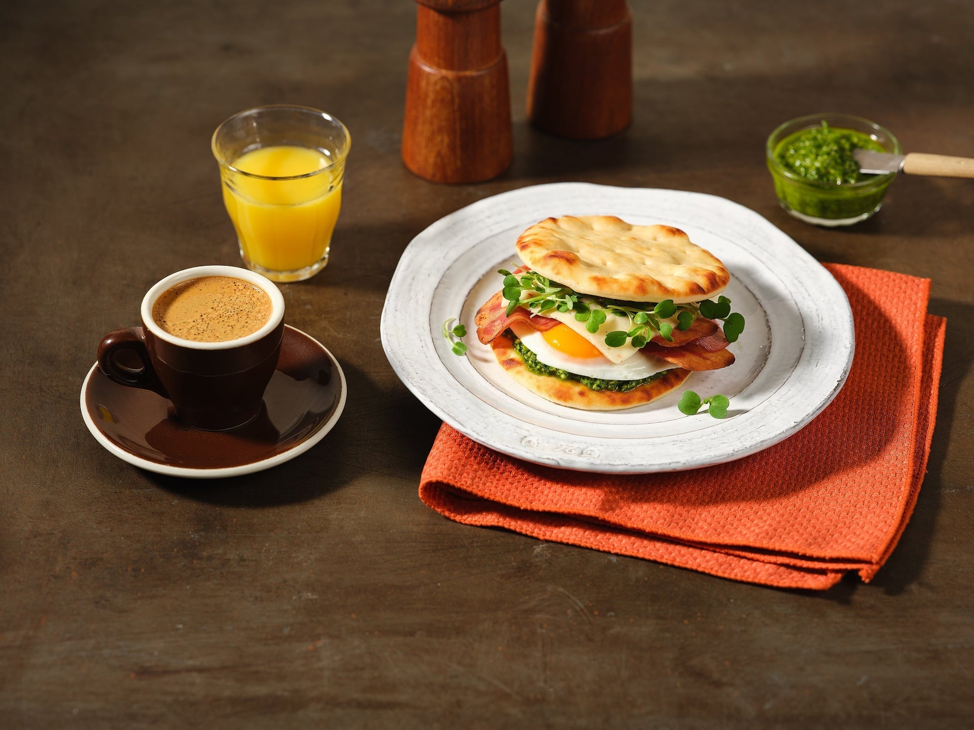 Pesto Turkey bacon fried egg Sandwich