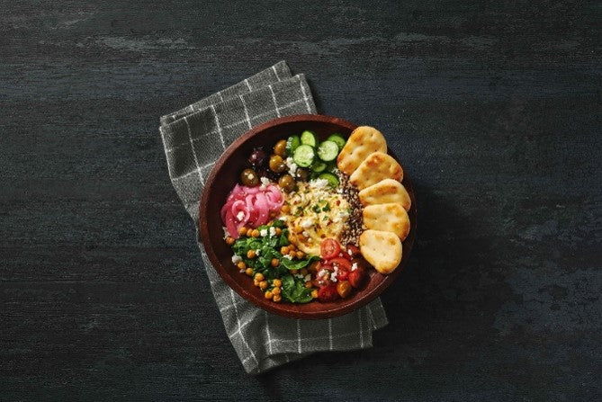 Mediterranean Mezze Quinoa Bowl with Naan Dippers®
