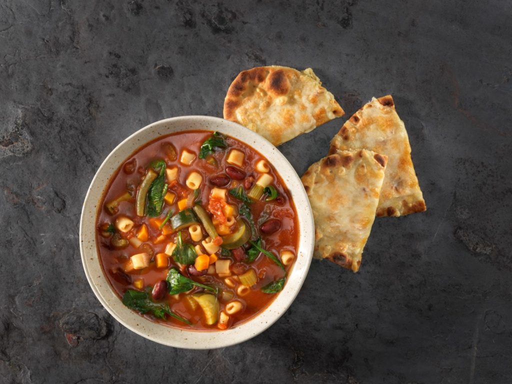 Minestrone Soup with Garlic Mini Naan