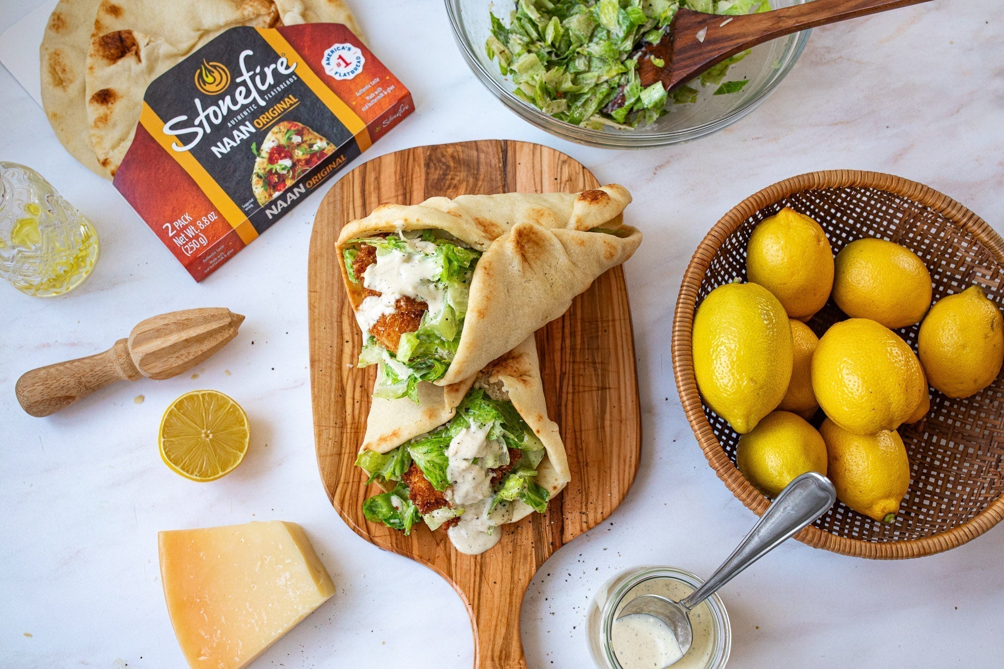 Crispy Chicken Caesar Naan Wrap