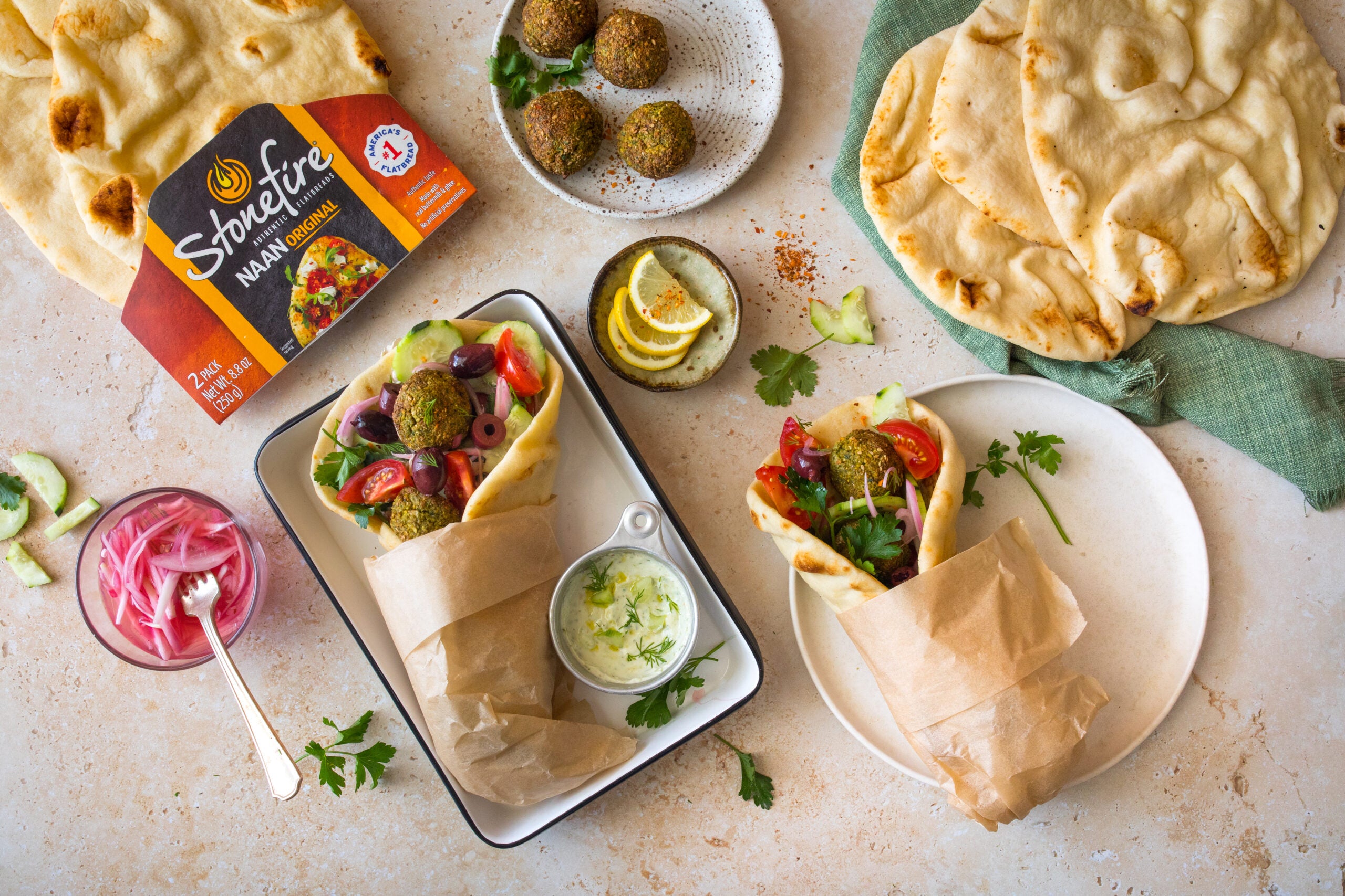 Air-Fryer Falafel Naan Wrap