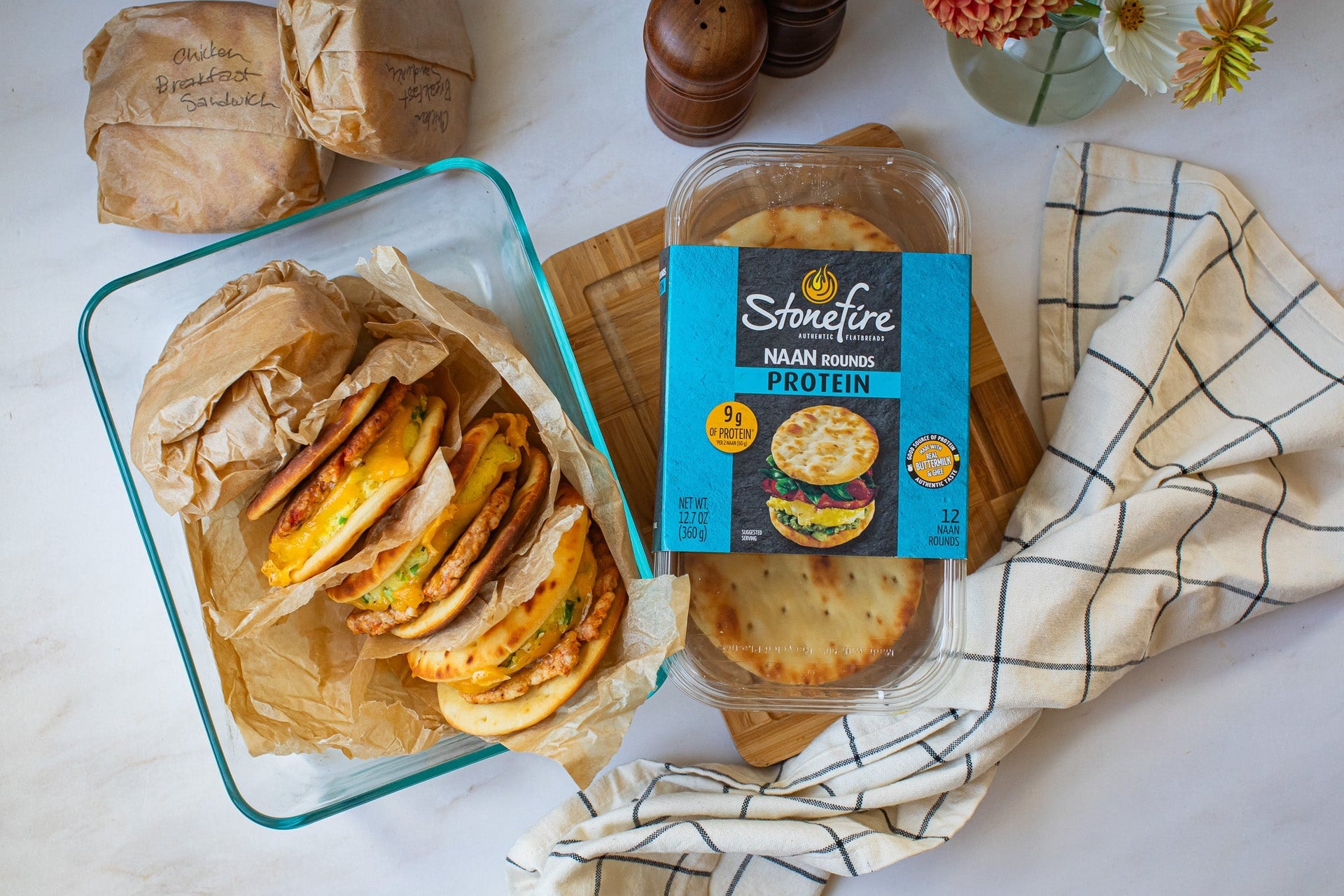 Freezer Breakfast Sandwiches with Stonefire® Protein Rounds