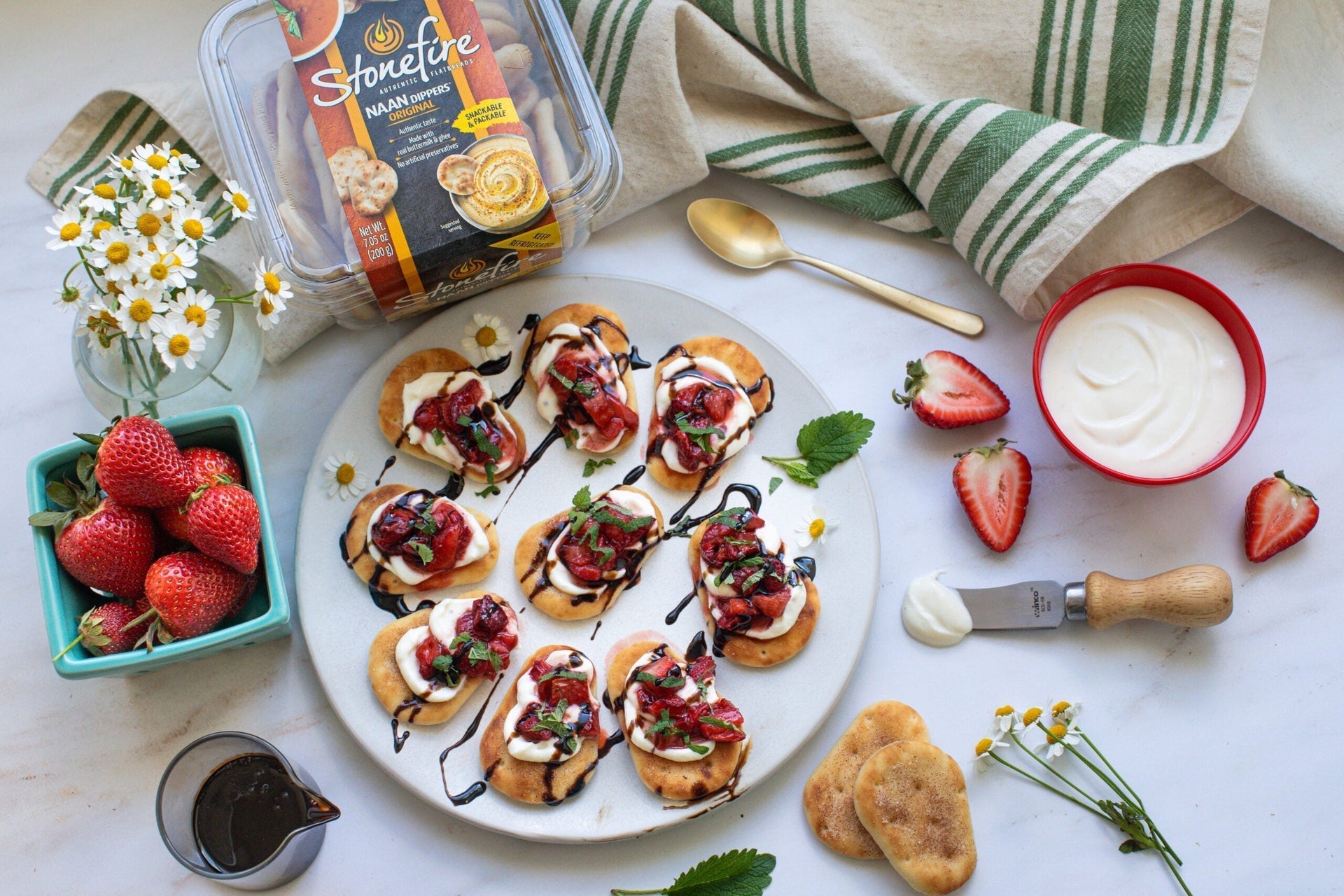 Roasted Strawberry Bites with Whipped Ricotta