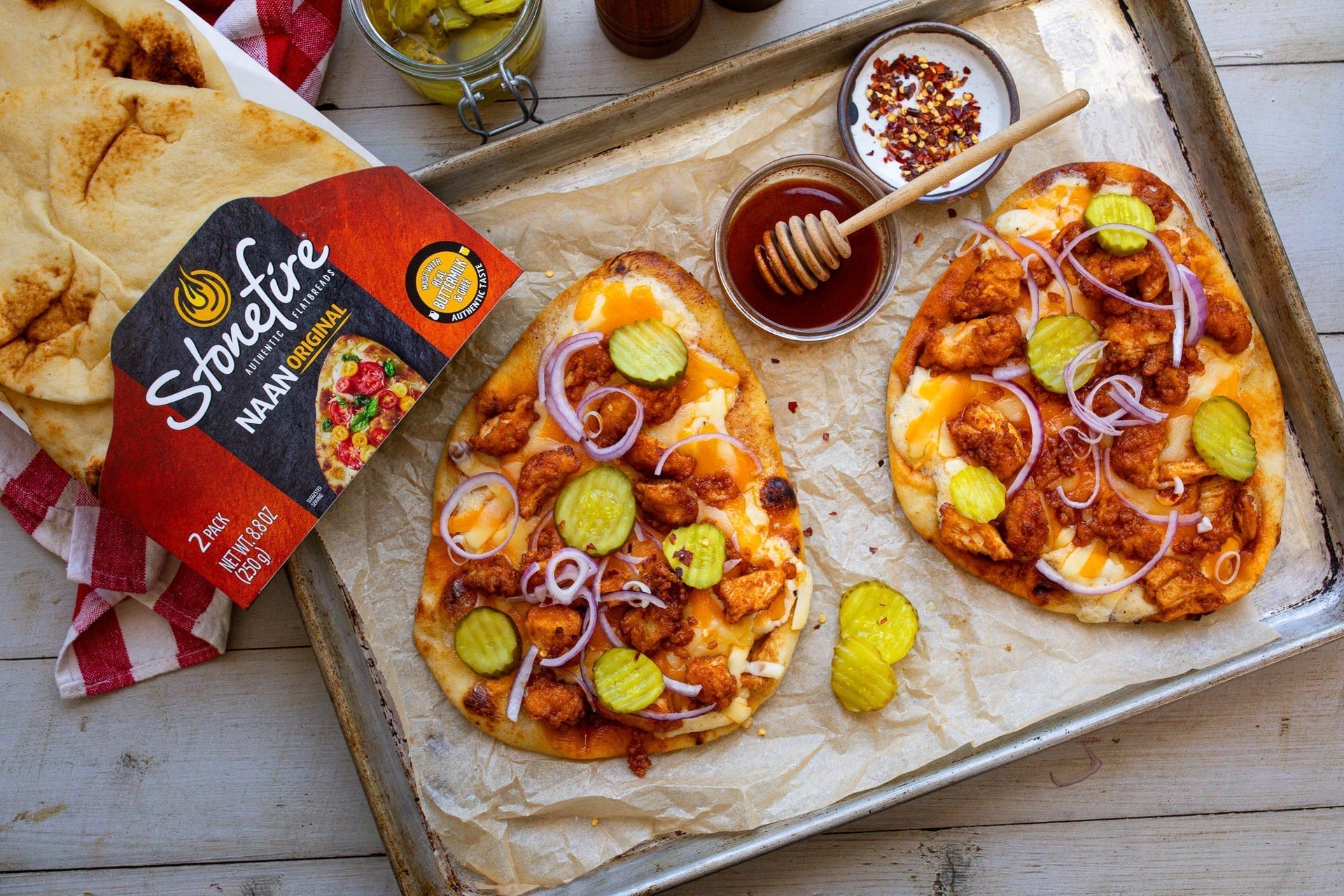Nashville Hot Chicken Naan Pizzas