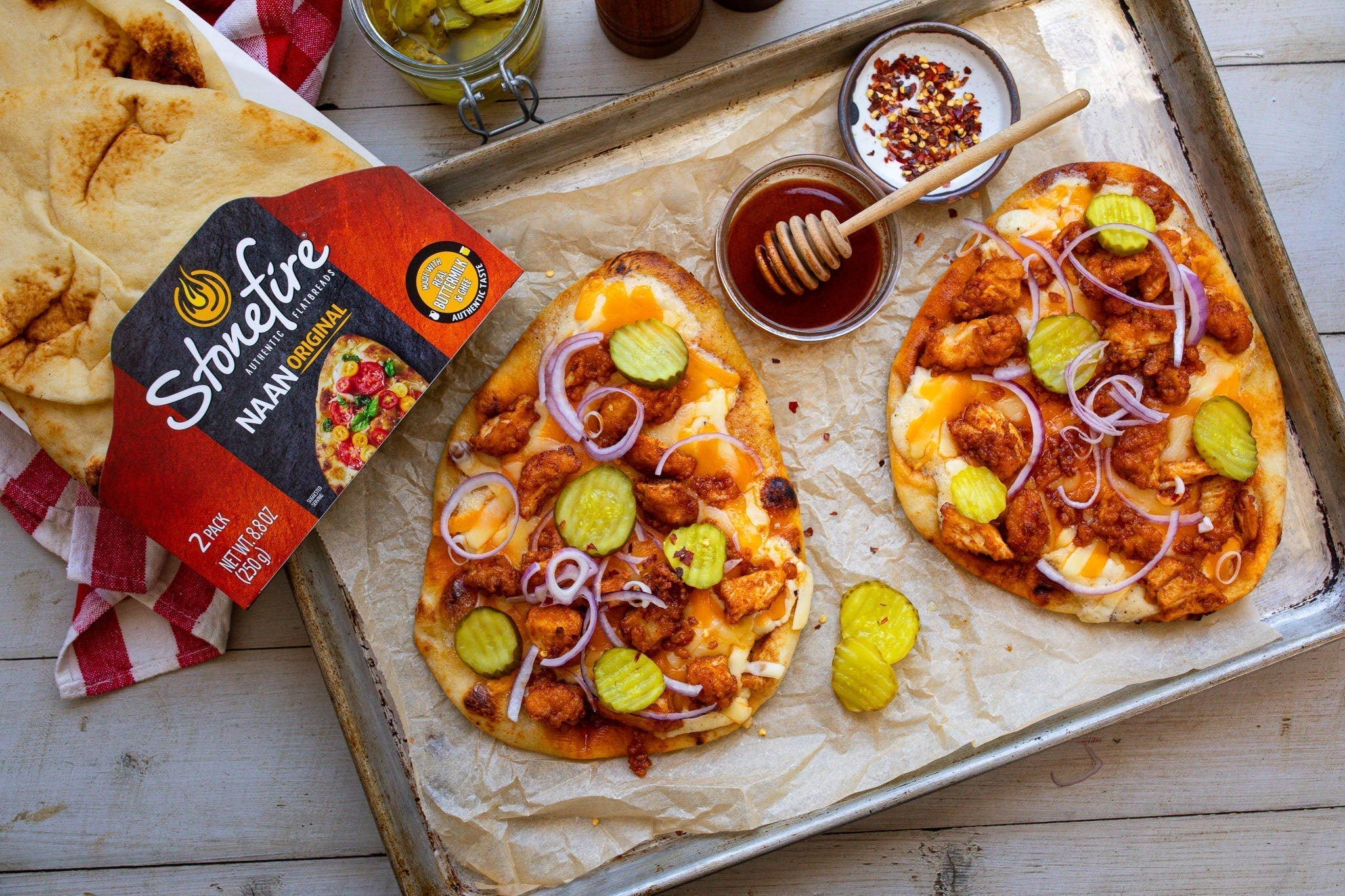 Nashville Hot Chicken Naan Pizzas