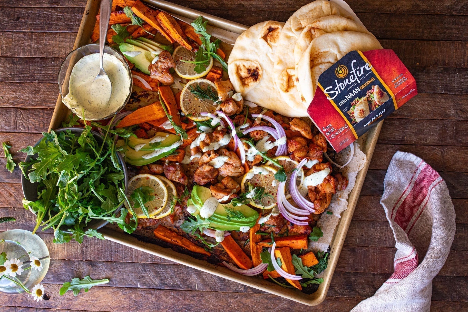 Hot Honey Chicken Sheet Pan Dinner with Herby Ranch