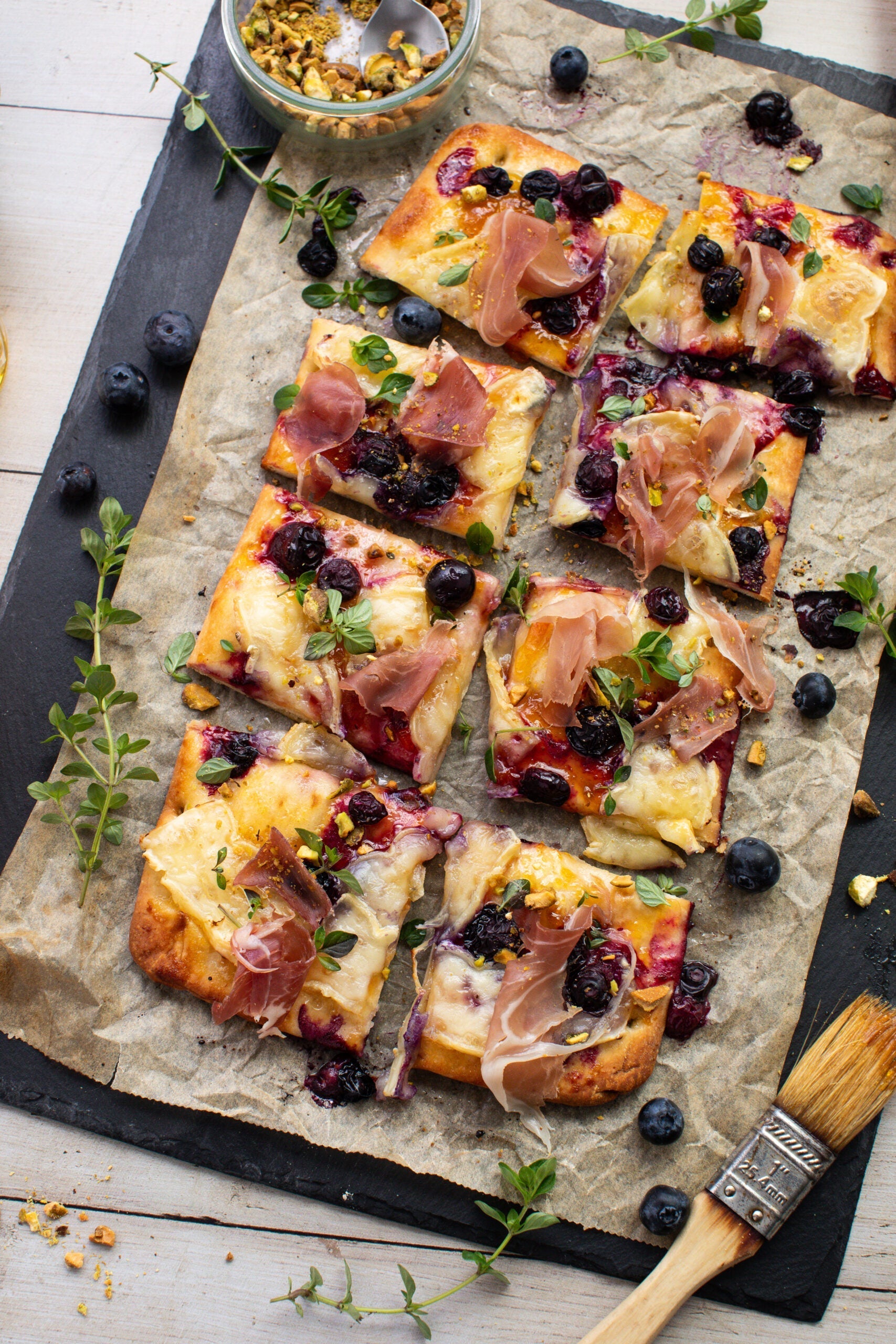Blueberry Brie Prosciutto Flatbread