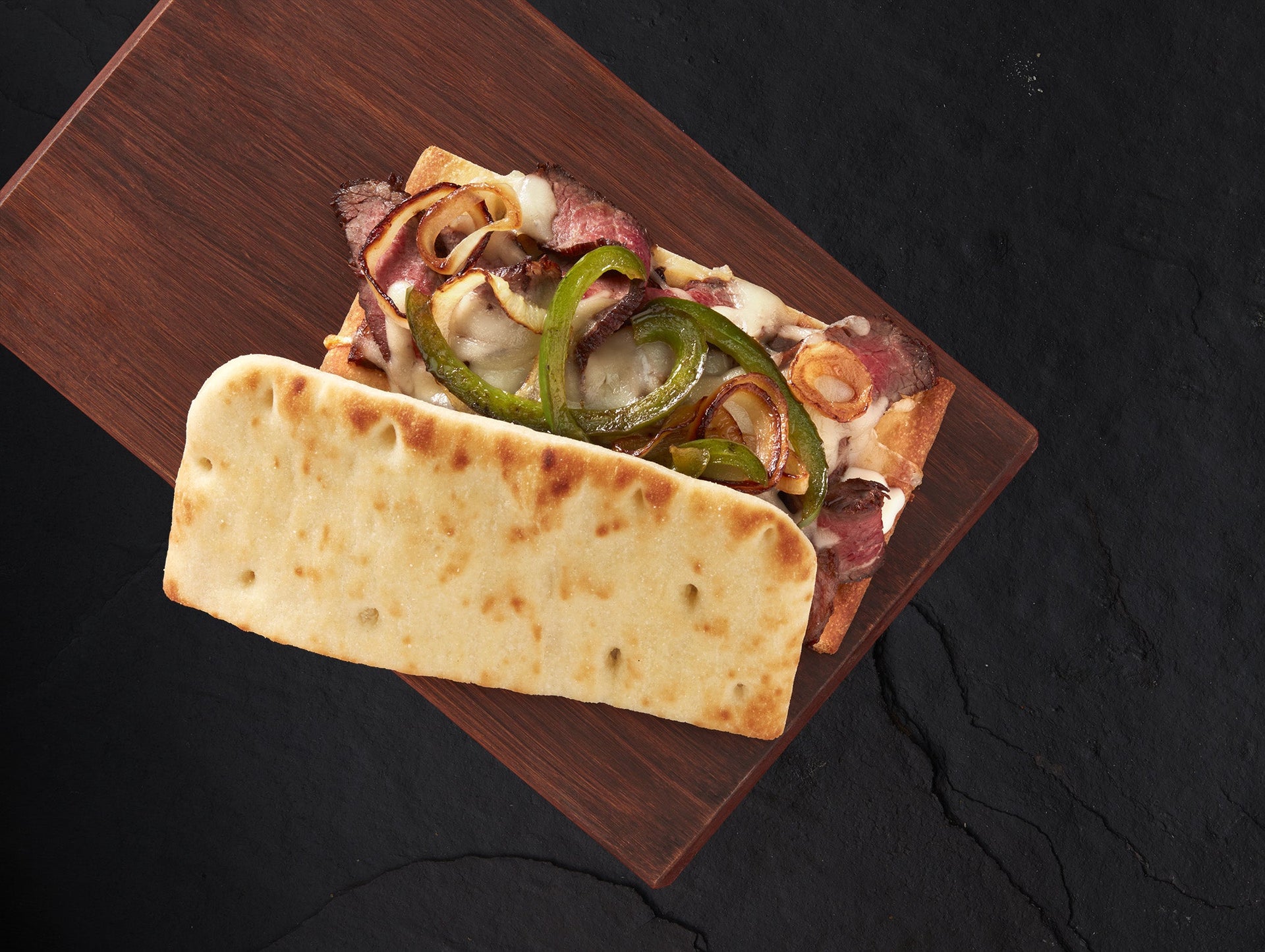 Philly Cheesesteak Flatbread Sandwich