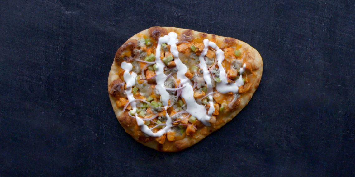 Buffalo Chicken Naan Pizza