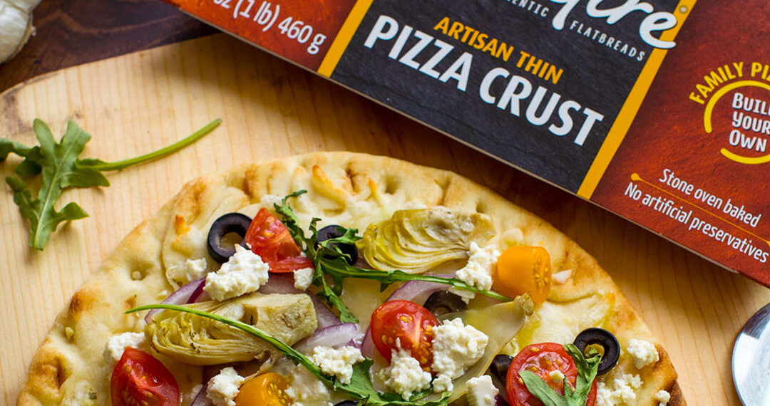 Mediterranean Pizza on Stonefire Artisan Thin Pizza Crust