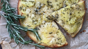 Stonefire® Pizza Crust as a Potato Pizza with a side of rosemary